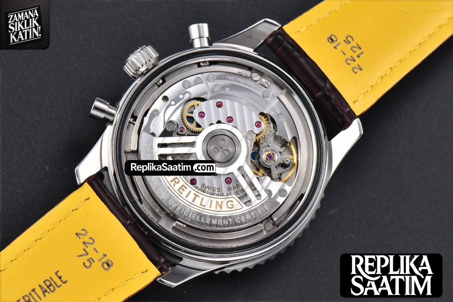 Navitimer B01 43mm BLSF White Dial Black Leather Strap A7750 -17