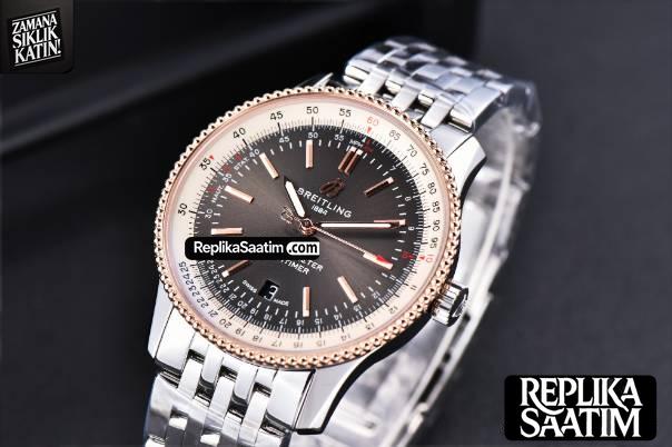 Navitimer TF 41MM RG Black Dial White Bezel SS Bracelet A2824 -04