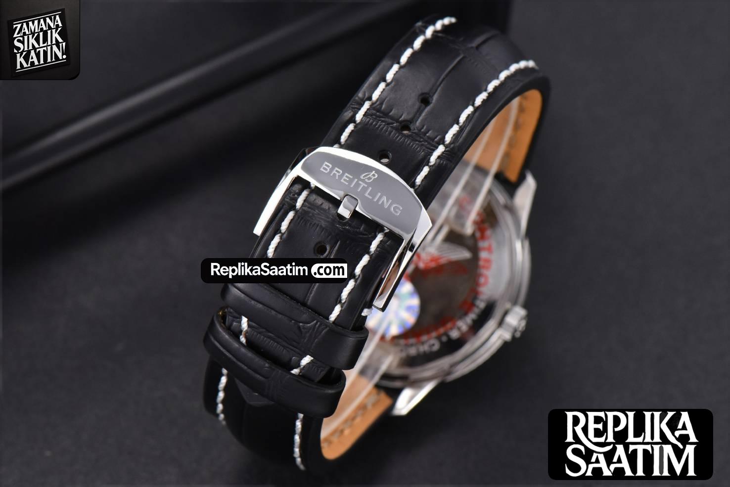 Navitimer V7F 41MM Black Dial Black Leather Strap A2824 -12