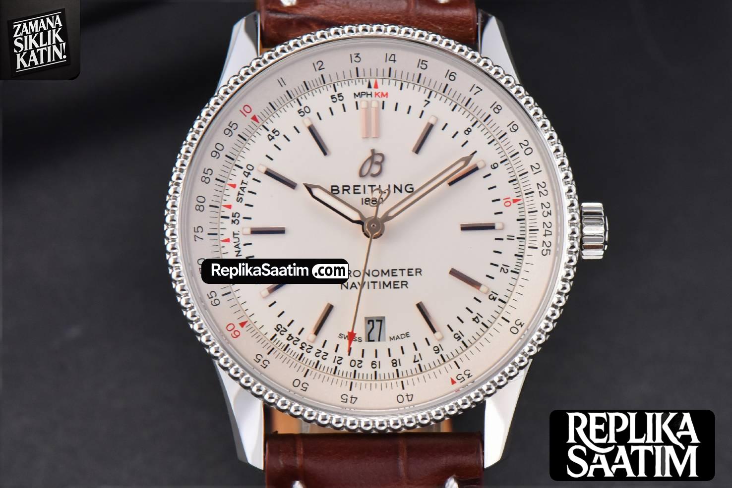 Navitimer V7F 41MM White Dial Brown Leather Strap A2824 -18