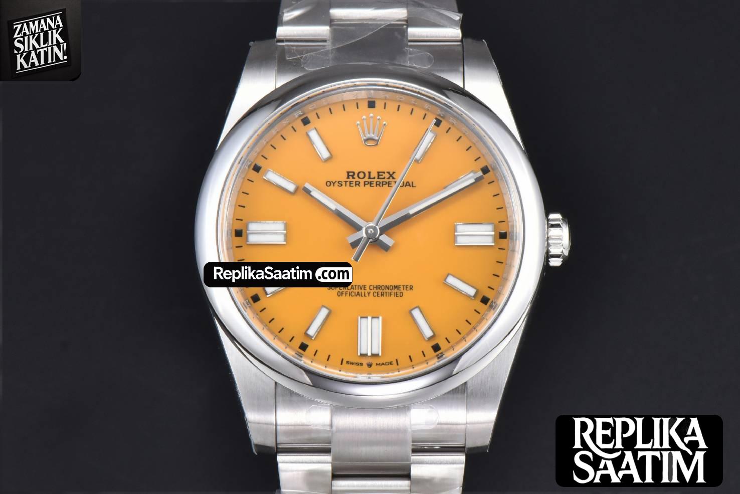 Oyster Perpetual 124300 41mm 904L Clean CF Yellow Dial SS Bracelet VR3230 -01