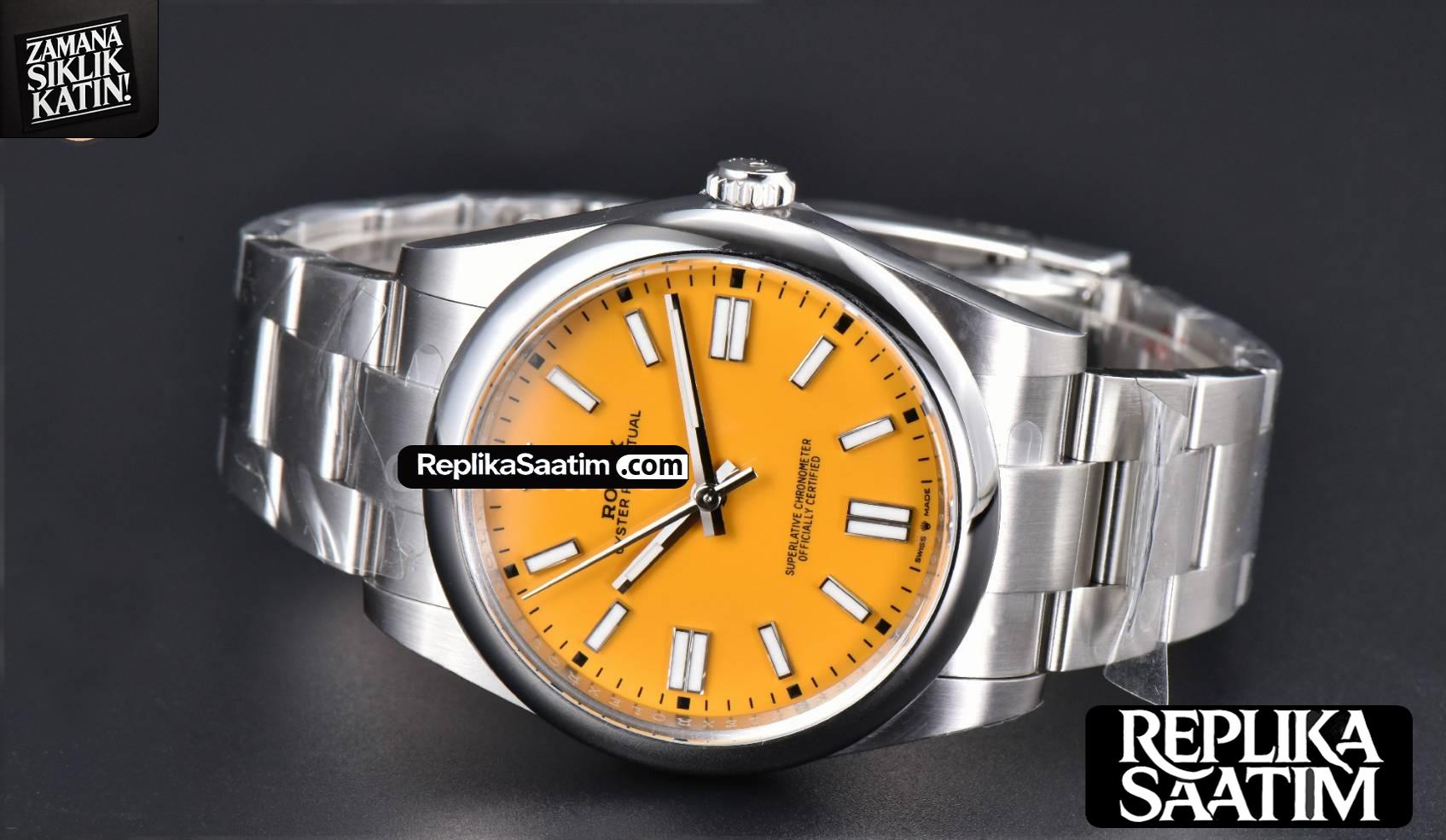 Oyster Perpetual 124300 41mm 904L Clean CF Yellow Dial SS Bracelet VR3230 -14