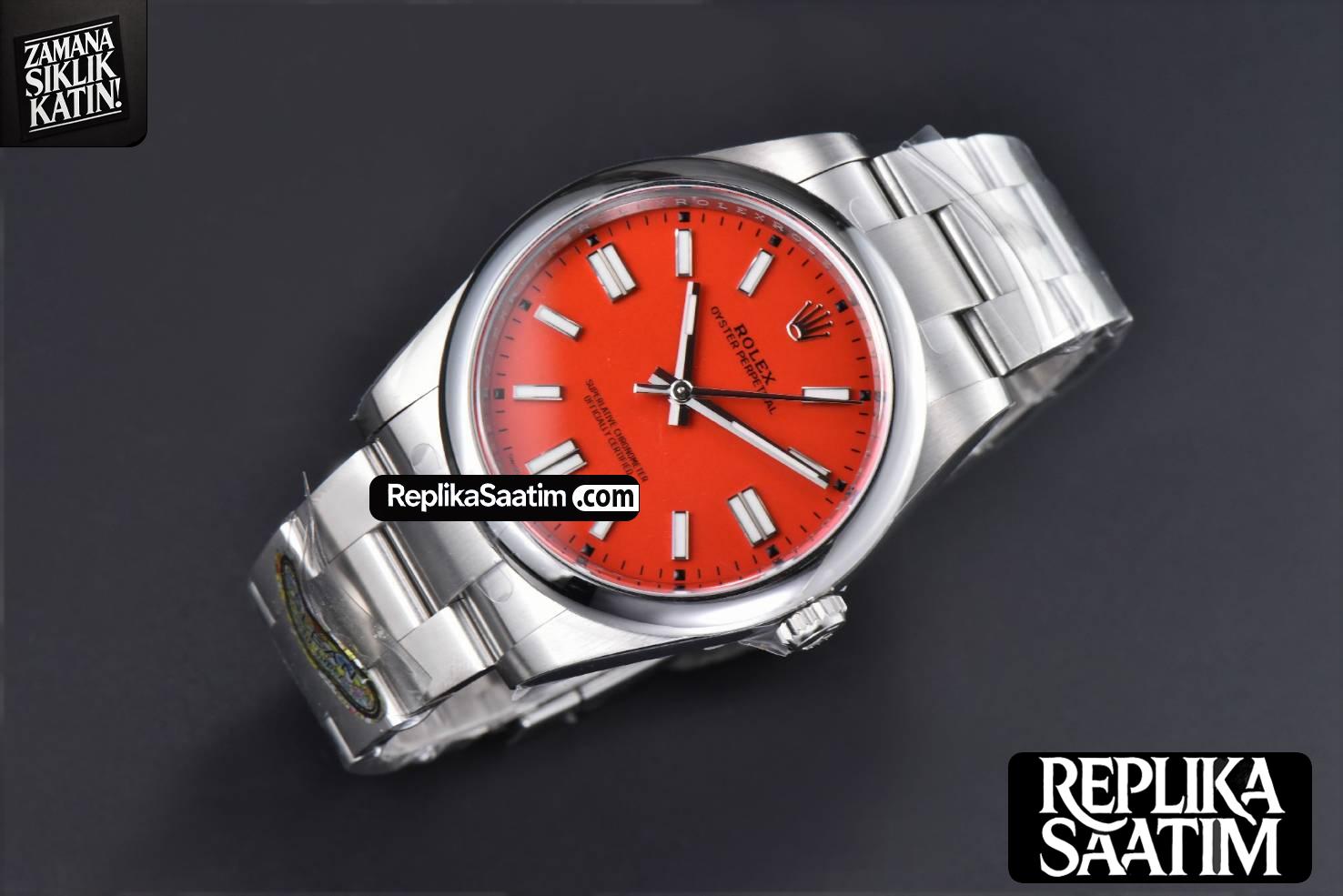 Oyster Perpetual 124300 41mm Clean CF 904L Red Dial SS Bracelet VR3230 -02