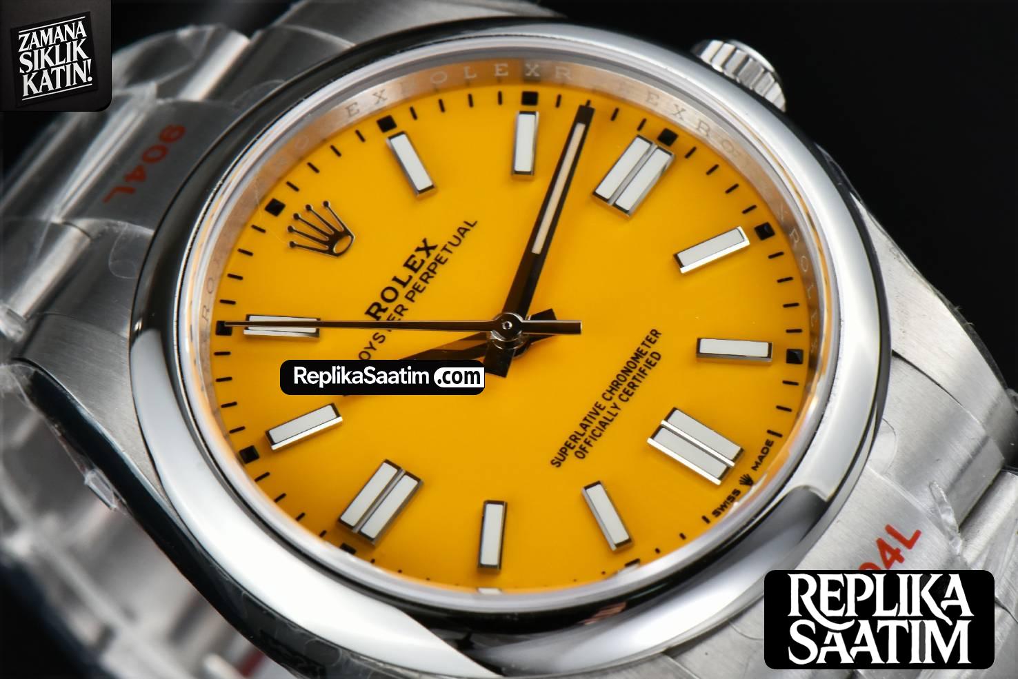 Oyster Perpetual 124300 41mm EWF Yellow Dial SS Bracelet A3230 -09