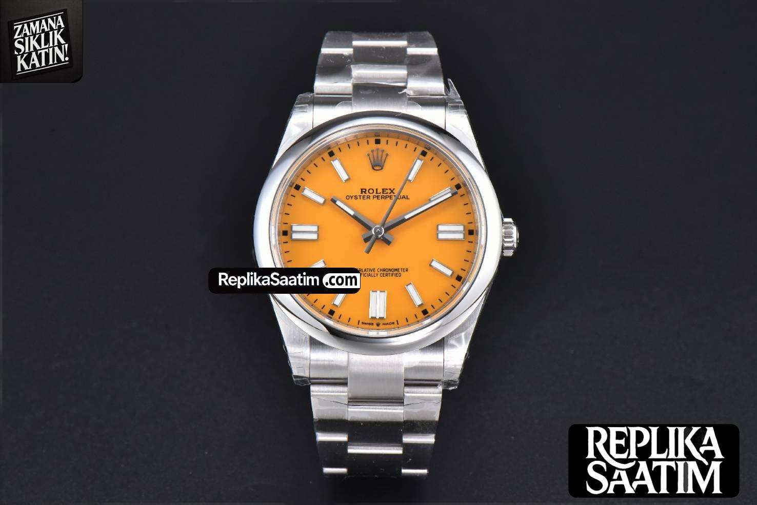 Oyster Perpetual 124300 41mm VSF 904L Yellow Dial Oyster Bracelet VS3235 -02