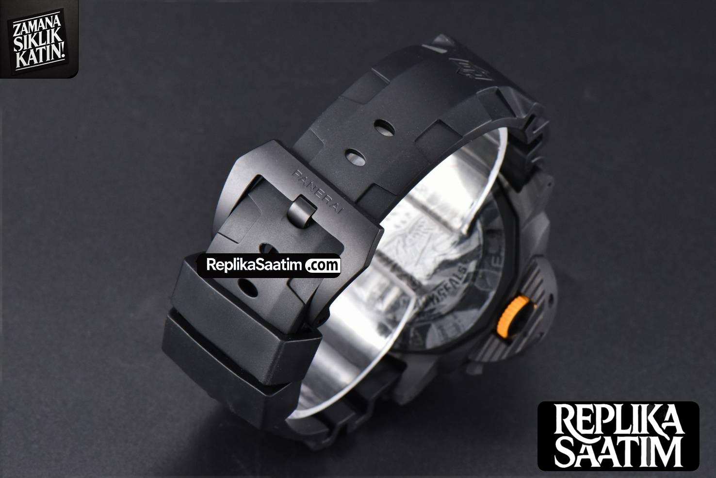 PAM 1324 Submersible GMT Carbotech VSF 44MM Black Dial Rubber Strap P900 -30