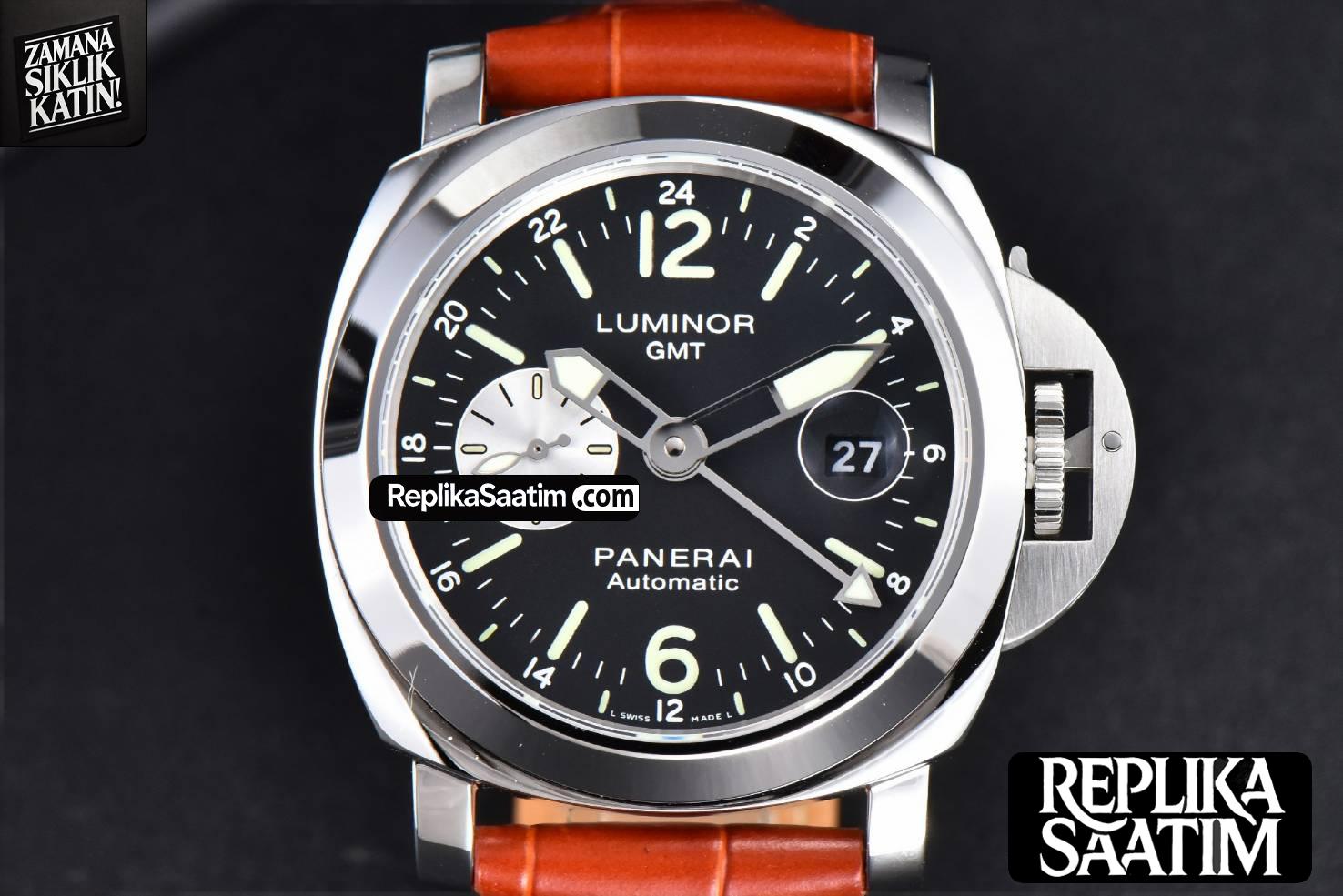 PAM088 GMT 44mm VSF Black Dial Brown Leather Strap P9001 -01