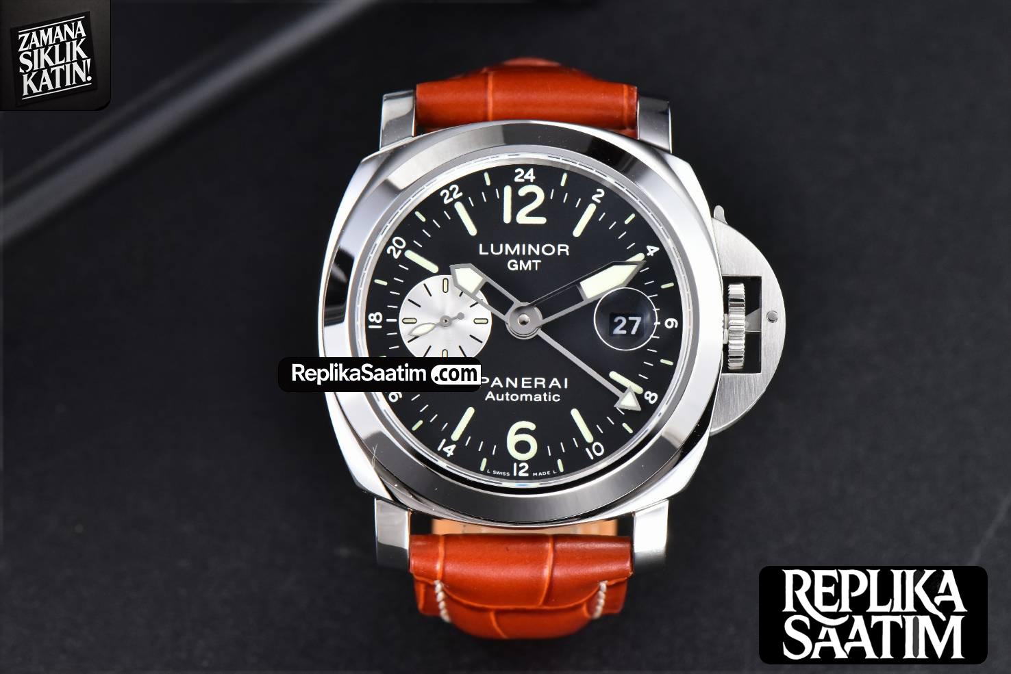 PAM088 GMT 44mm VSF Black Dial Brown Leather Strap P9001 -02