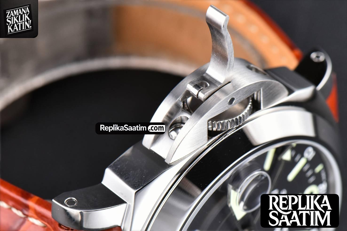 PAM088 GMT 44mm VSF Black Dial Brown Leather Strap P9001 -12