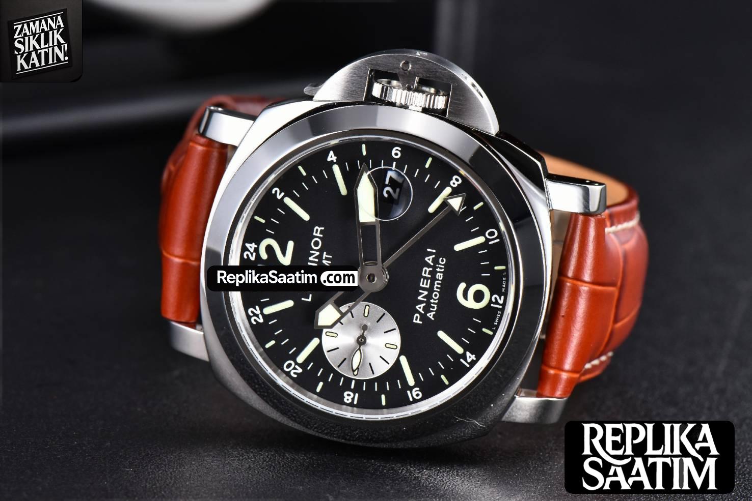 PAM088 GMT 44mm VSF Black Dial Brown Leather Strap P9001 -13