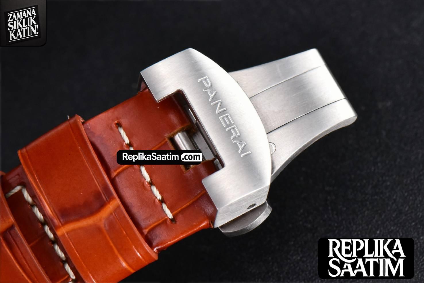 PAM088 GMT 44mm VSF Black Dial Brown Leather Strap P9001 -14