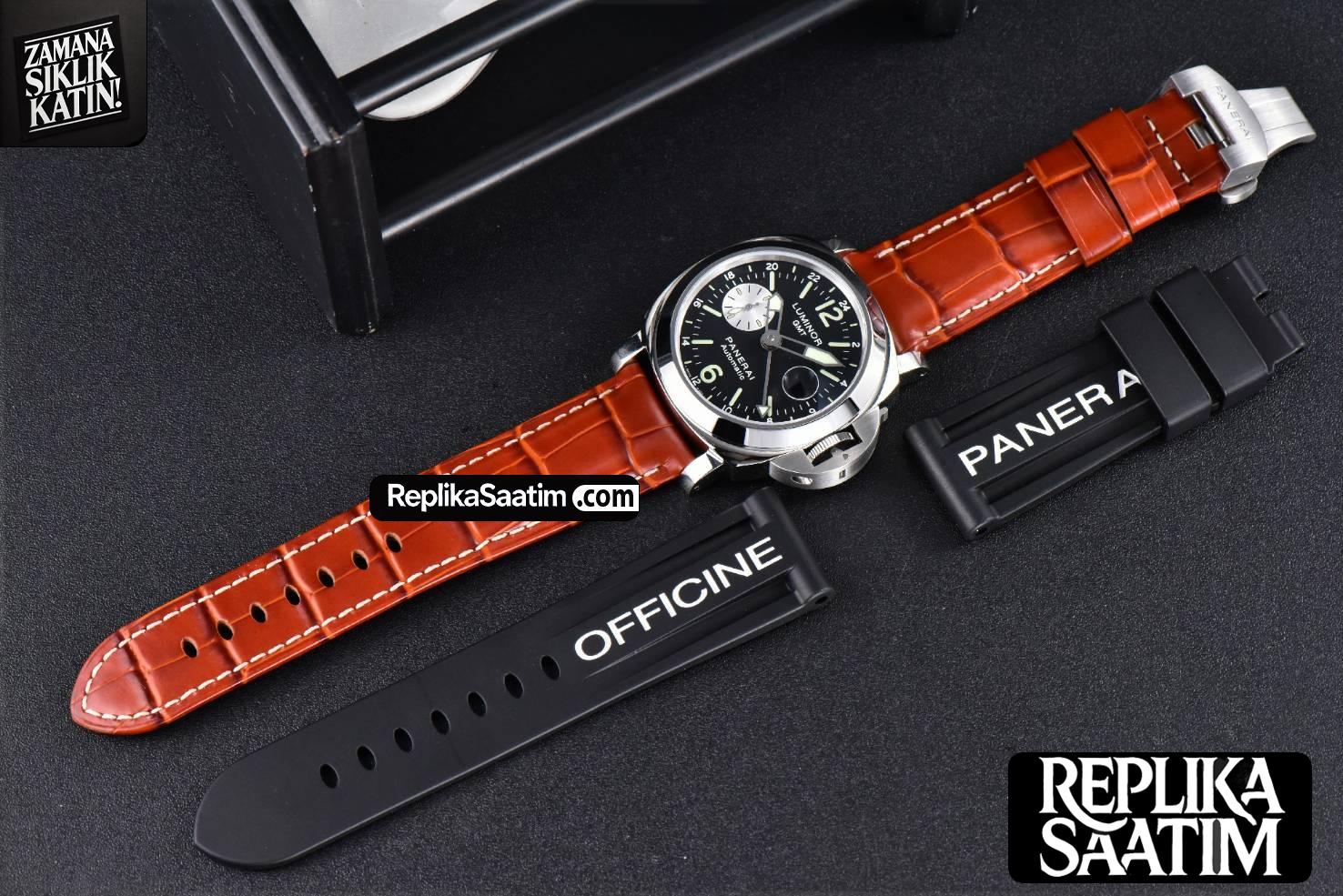 PAM088 GMT 44mm VSF Black Dial Brown Leather Strap P9001 -27