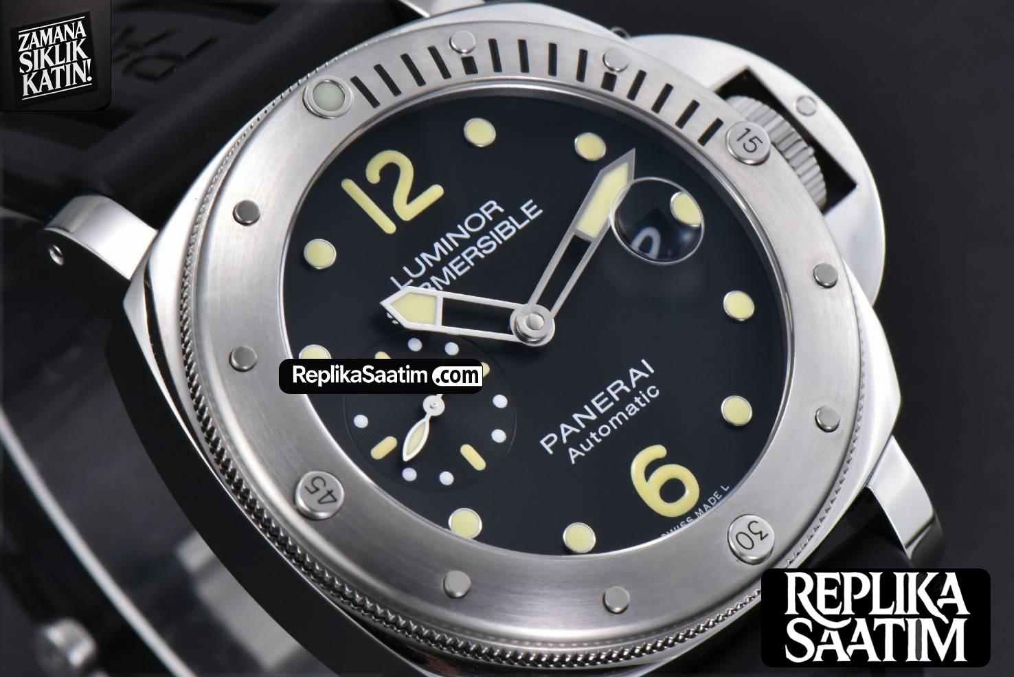 PAM1024 Luminor Submersible 44mm VSF Black Dial Rubber Strap -12
