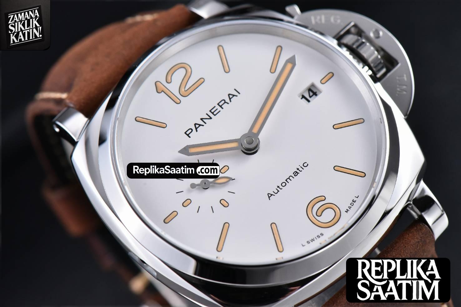 PAM1046 42mm Luminor Due VSF White Dial on Brown Asso Strap AXXXIV -08