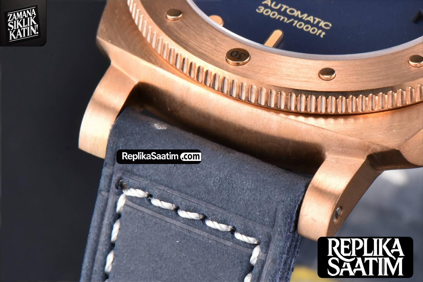 PAM1074 Submersible Quaranta Bronze 42mm VSF Blue Dial Blue Leather Strap P900 -11