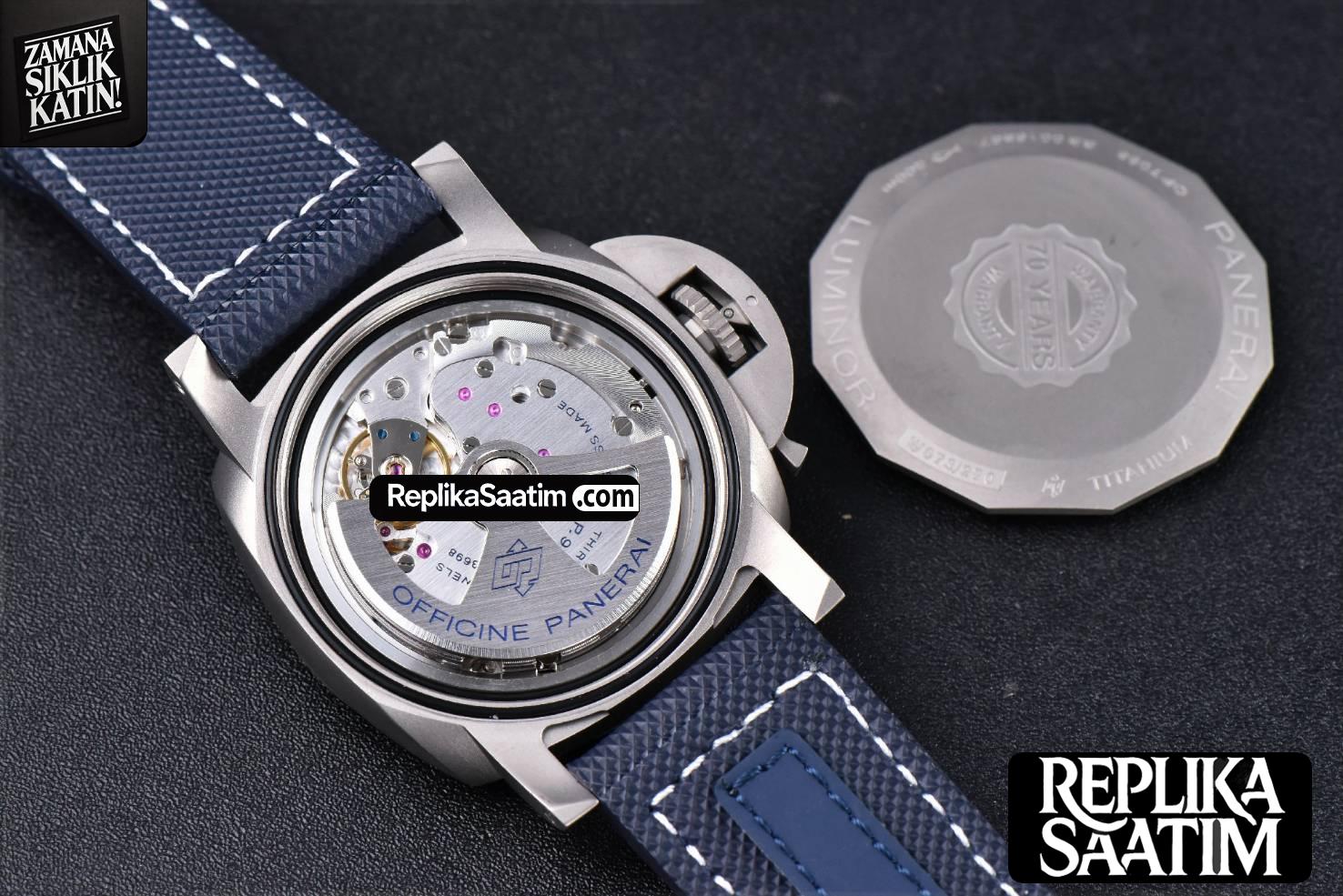 PAM1117 Titanium VSF 44MM Blue Dial Blue Rubber Strap P9010 -16