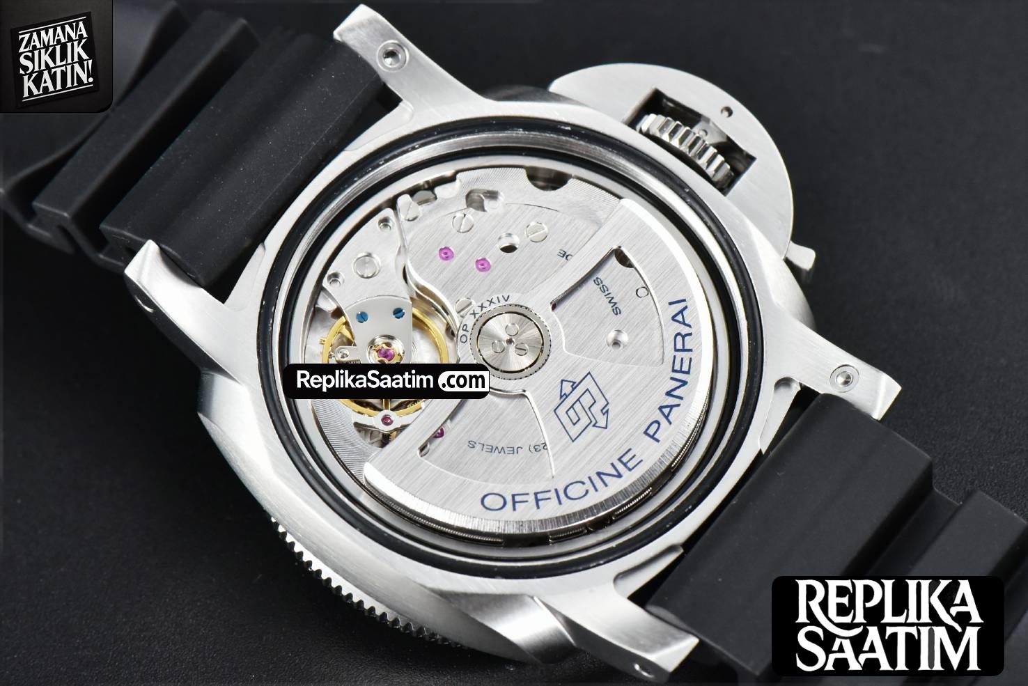 PAM1209 Submersible 42mm VSF Black Dial Blue Bezel Black Rubber Strap P9000 -21