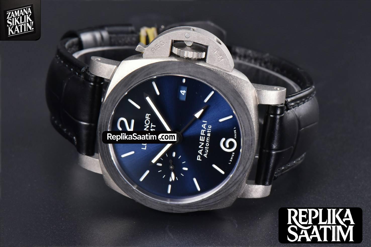 PAM1279 Luminor GMT 42mm Titanium VSF Blue Dial Black Leather Strap P9011 -12