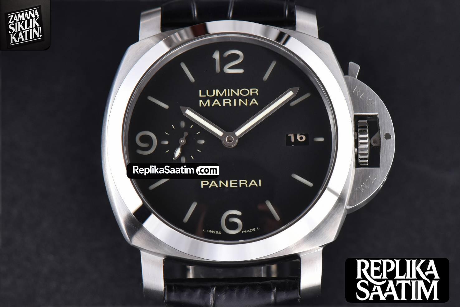 PAM312 Luminor 1950 3 Days VSF 44mm Black Dial Leather Strap P9000 -01