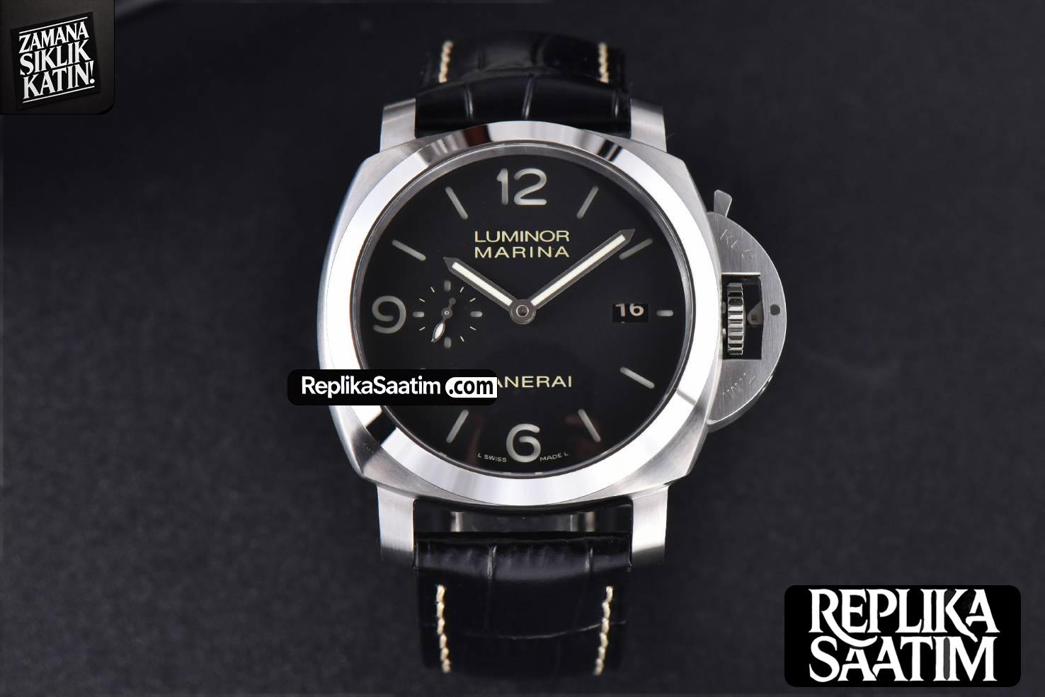 PAM312 Luminor 1950 3 Days VSF 44mm Black Dial Leather Strap P9000 -02