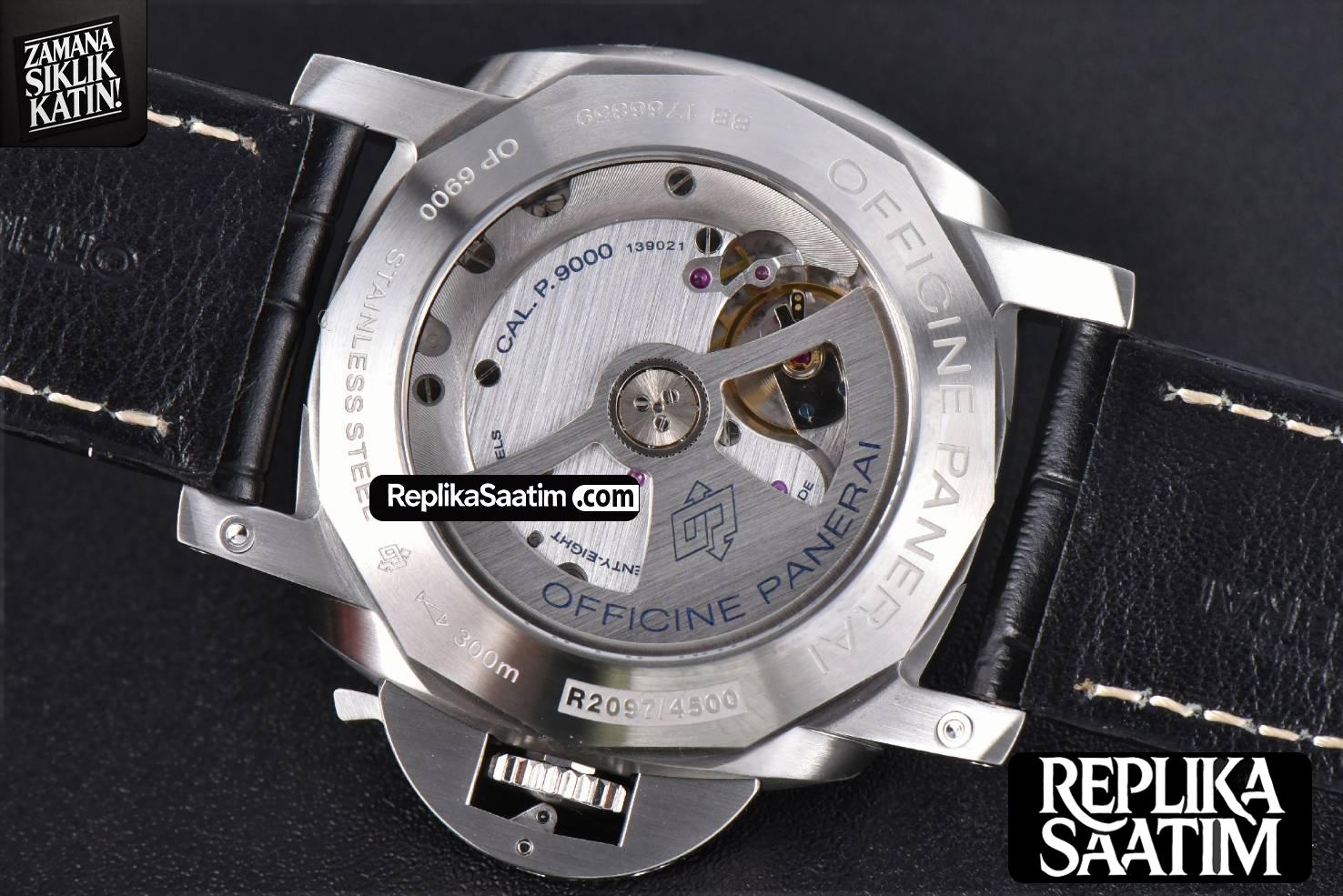 PAM312 Luminor 1950 3 Days VSF 44mm Black Dial Leather Strap P9000 -15