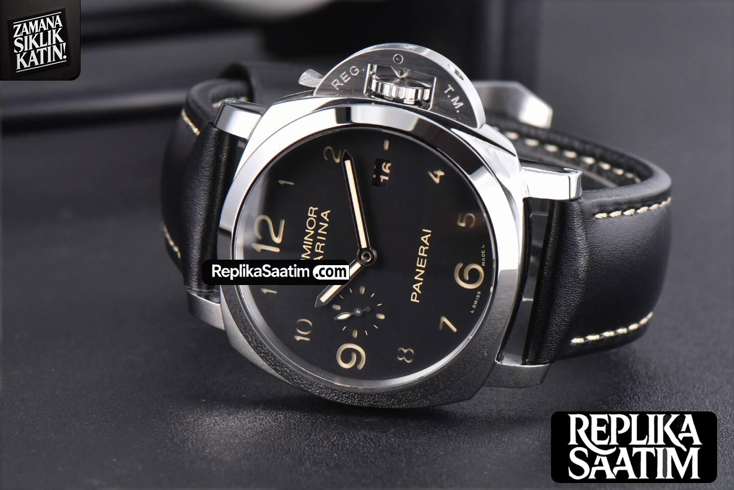 PAM320 Luminor 1950 VSF 44mm Black Dial Leather Strap P9000 -11