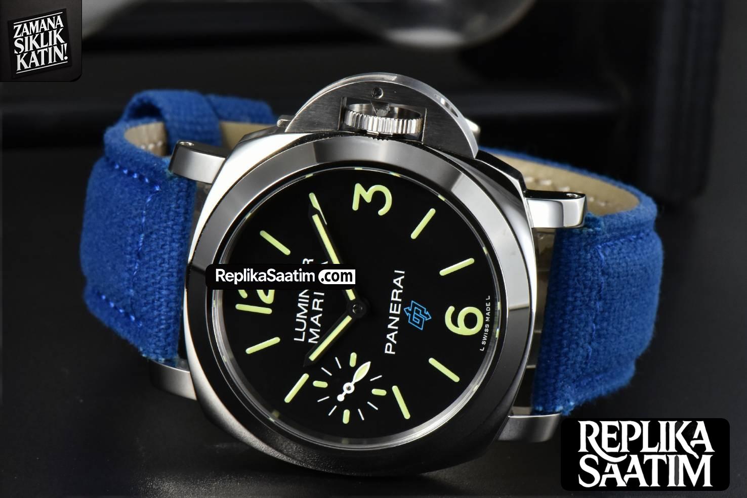 PAM777 44mm HWF Black Dial Blue Leather Strap A6497 -12