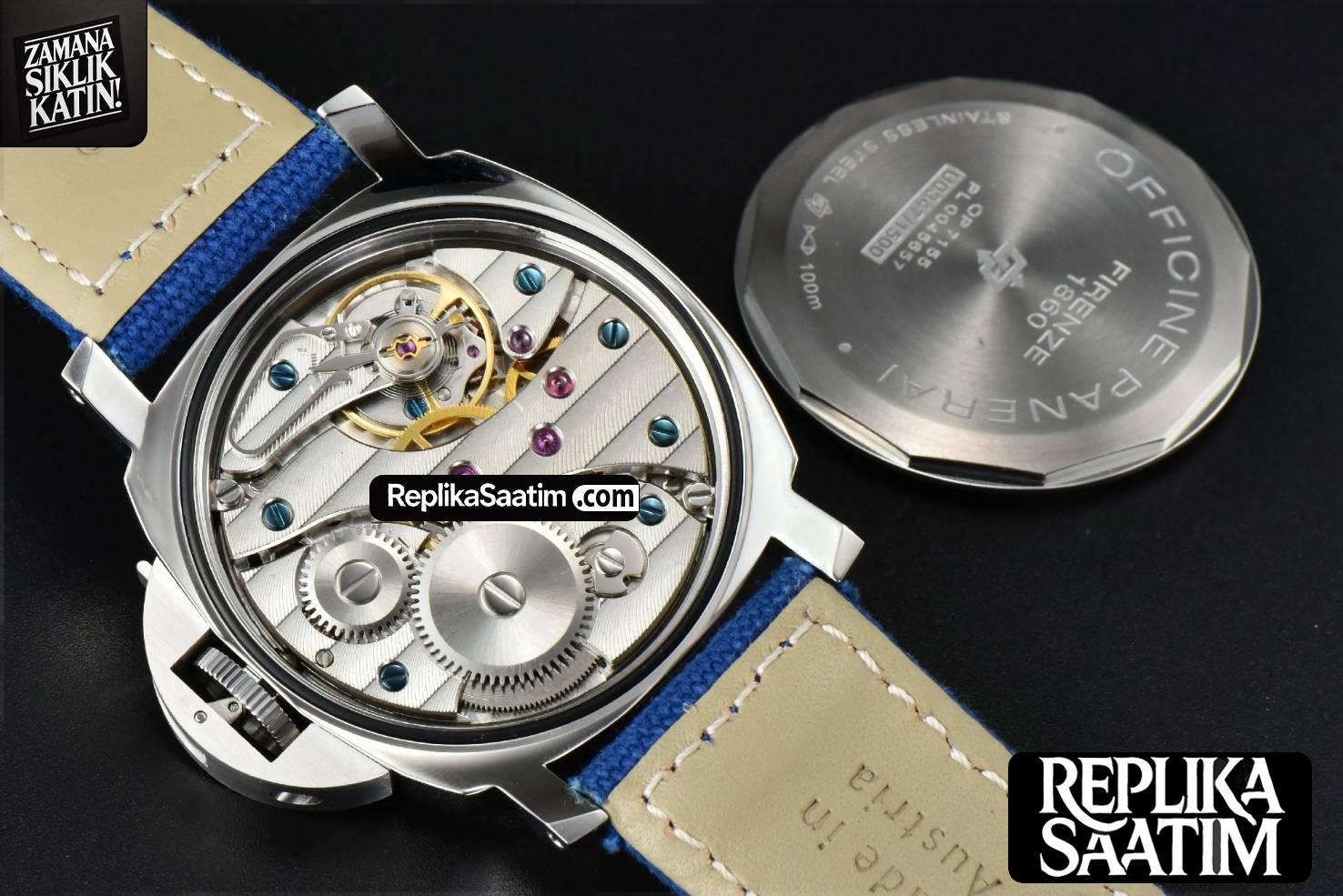 PAM777 44mm HWF Black Dial Blue Leather Strap A6497 -22