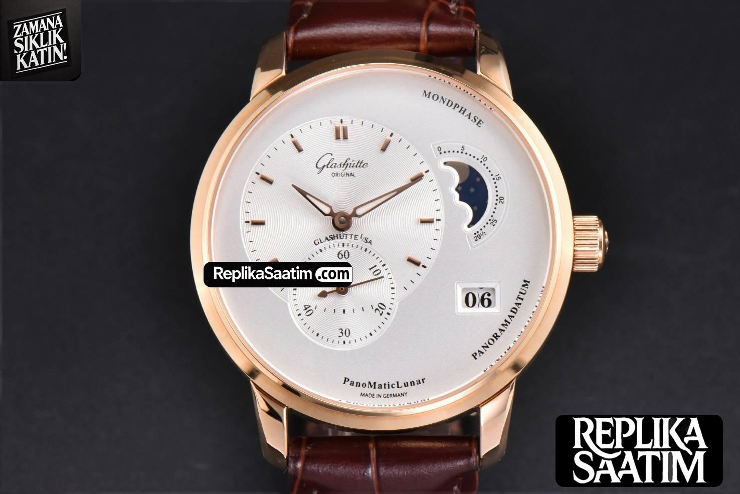 Panomatic Lunar 40mm APSF RG White Dial Brown Leather Strap A23J -01