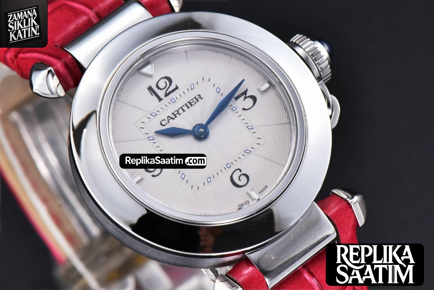 Pasha Ladies AF 30MM White Dial Rose Red Leather Strap Jap Quartz -09