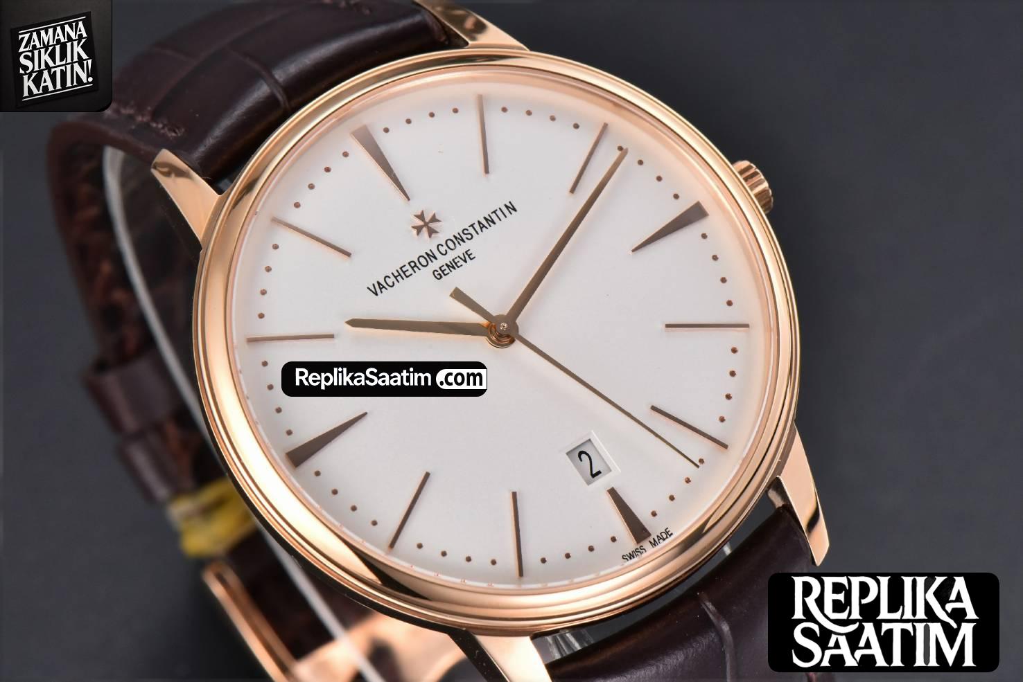 Patrimony Date 40mm RG ZF White Dial Brown Leather Strap MIYOTA 9015 -09