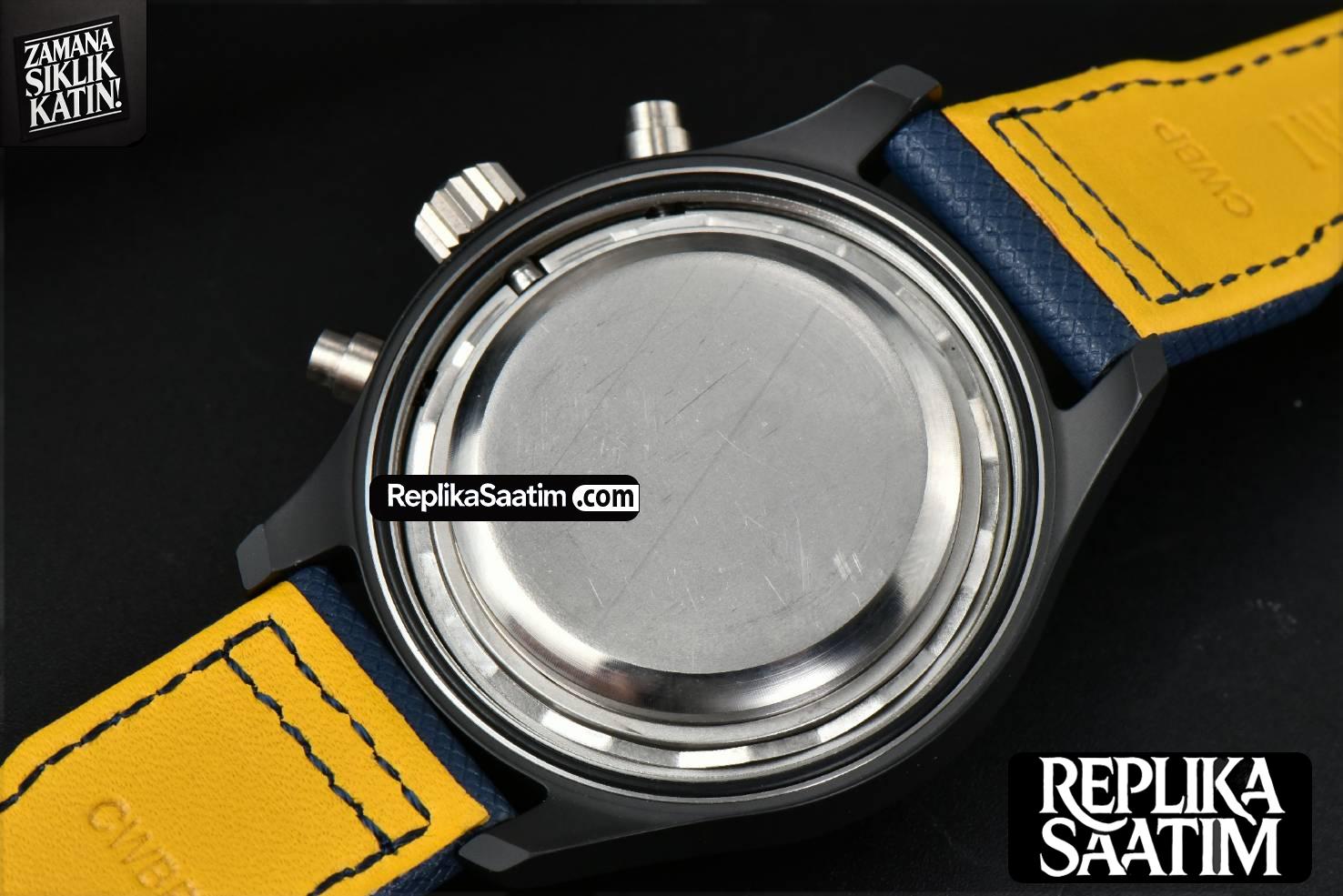 Pilot Chrono Blue Angels Black Ceramic 44mm YLF Blue Diam Blue Leather Strap A7750 -22