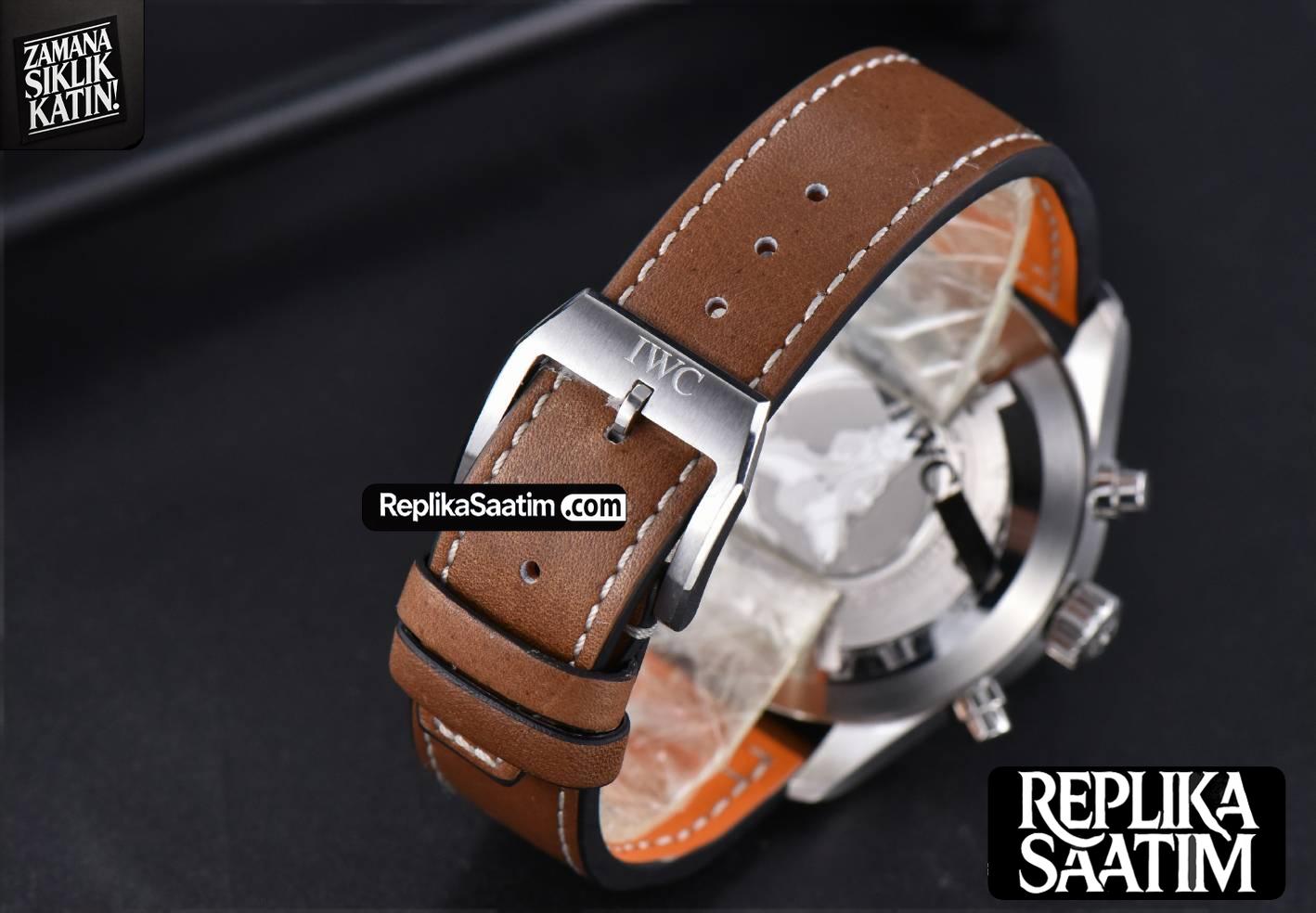 Pilot Chrono Spitfire IW377714 ZF 43MM Blue Dial Brown Leather Strap A7750 -23
