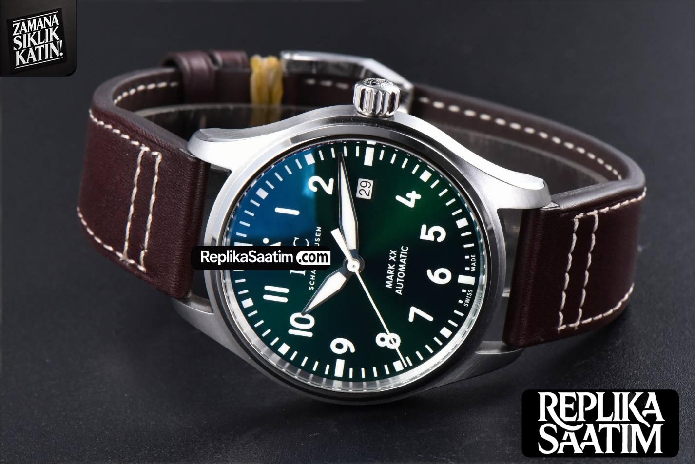 Pilot Mark XX IW328205 ZF 40MM Green Dial Brown Leather Strap A32111 -11