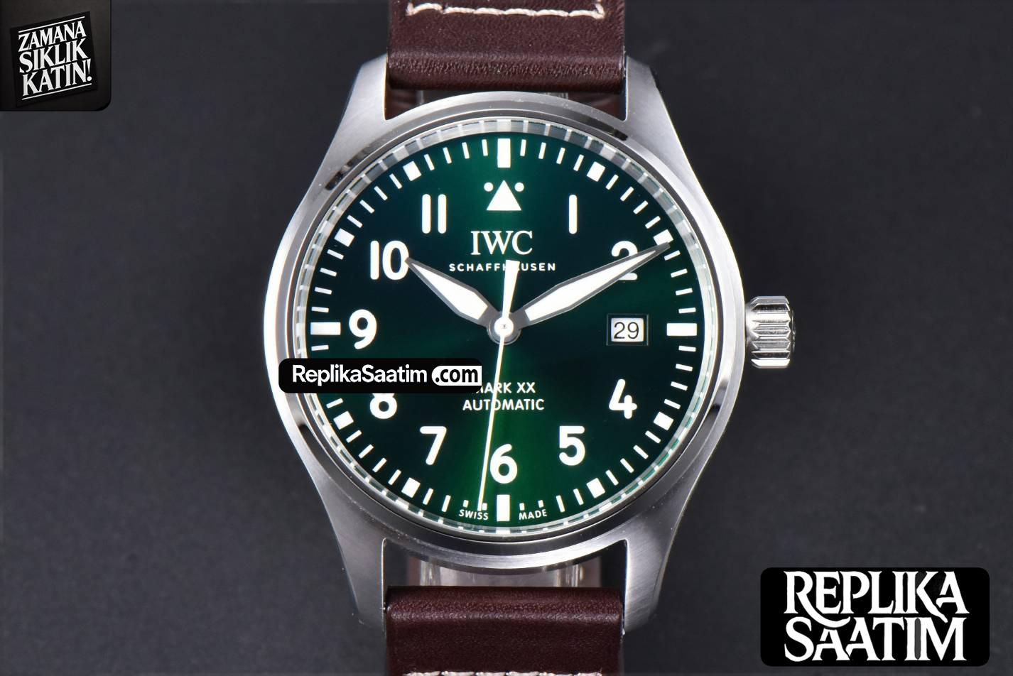 Pilot Mark XX IW328205 ZF 40MM Green Dial Brown Leather Strap A32111 -23
