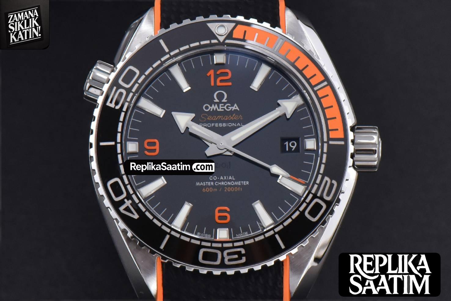 Planet Ocean 600m 43.5mm VSF Black Dial 1/4 Orange Bezel Rubber Strap A8900 -01