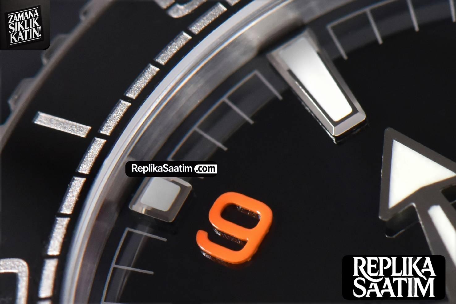 Planet Ocean 600m 43.5mm VSF Black Dial 1/4 Orange Bezel Rubber Strap A8900 -06
