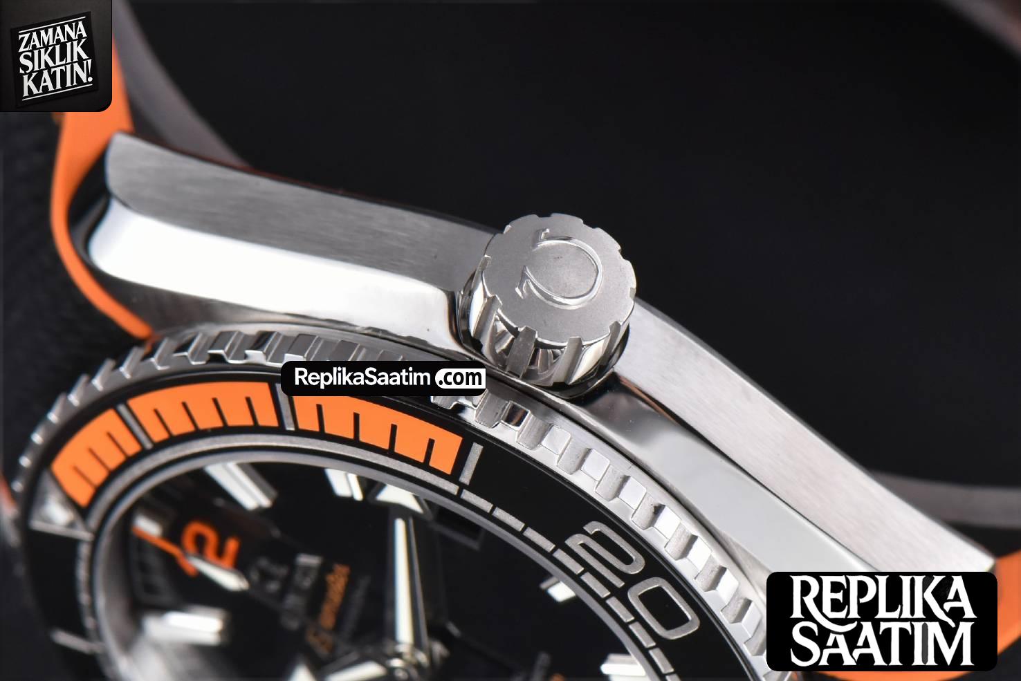 Planet Ocean 600m 43.5mm VSF Black Dial 1/4 Orange Bezel Rubber Strap A8900 -12