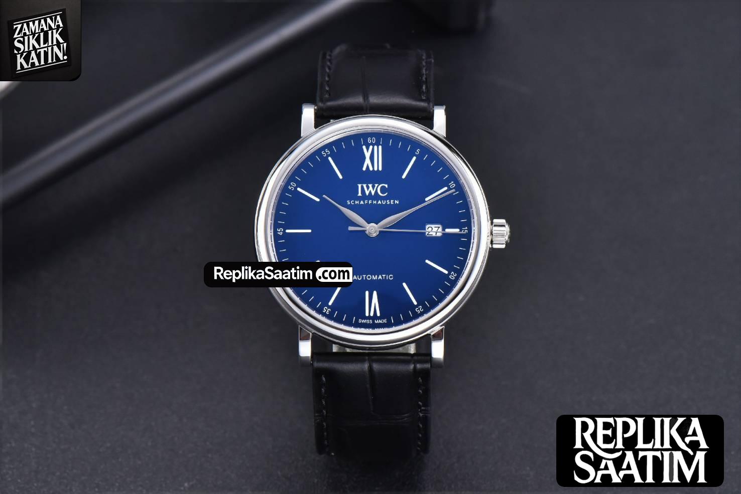 Portofino ‘150 Years’ 40MM V7F Blue Dial Silver Markers Black Leather Strap A2892/SW200 -01