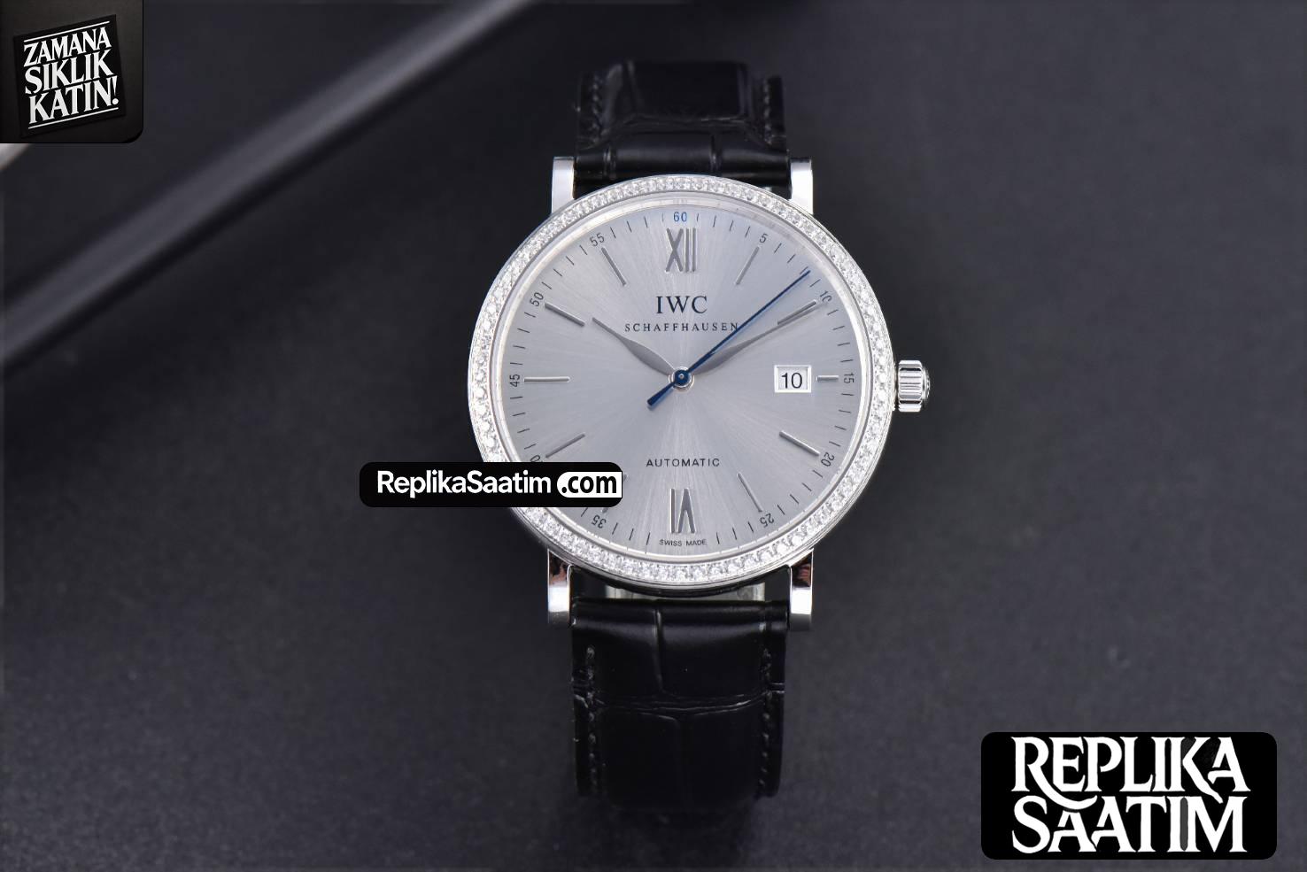 Portofino ‘150 Years’ 40MM V7F Diamond Silver Dial Black Leather Strap A2892/SW200 -01