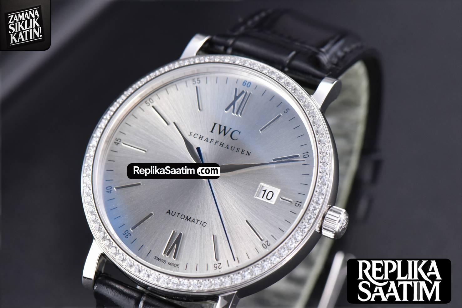 Portofino ‘150 Years’ 40MM V7F Diamond Silver Dial Black Leather Strap A2892/SW200 -02