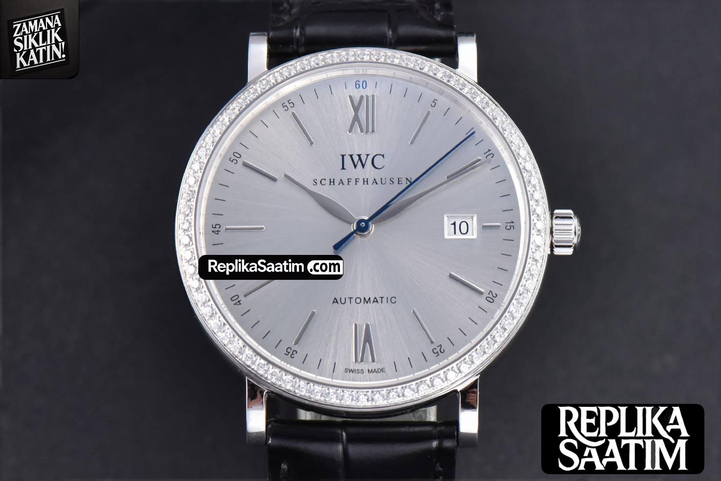 Portofino ‘150 Years’ 40MM V7F Diamond Silver Dial Black Leather Strap A2892/SW200 -03