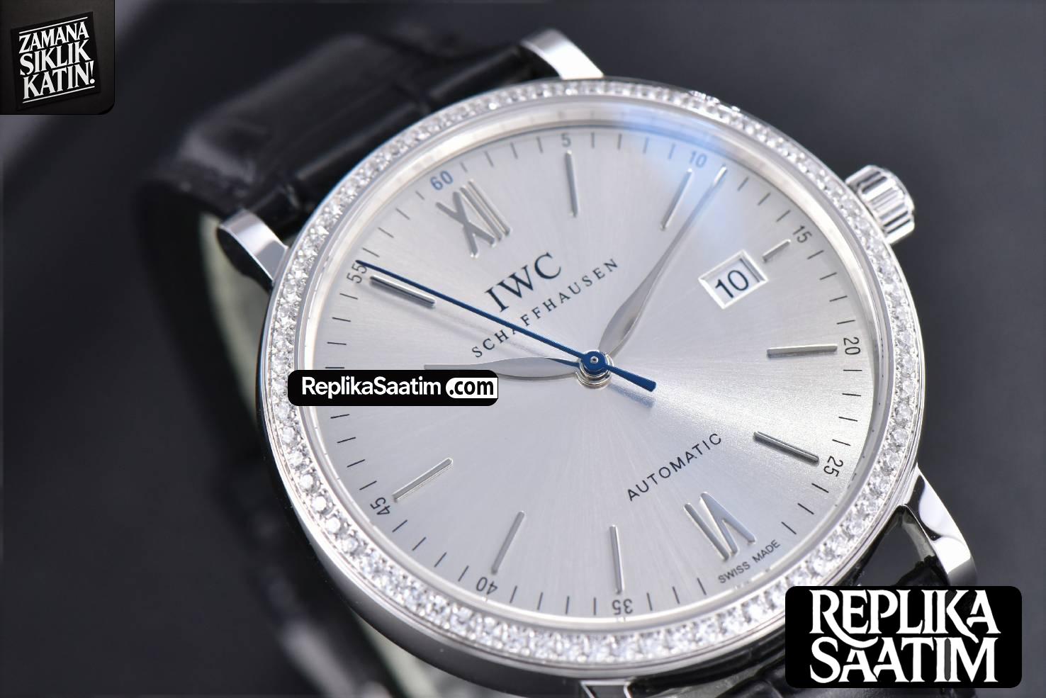 Portofino ‘150 Years’ 40MM V7F Diamond Silver Dial Black Leather Strap A2892/SW200 -08