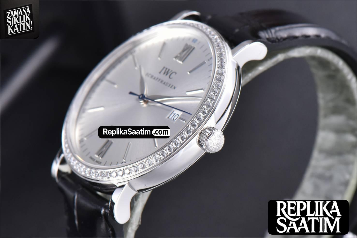 Portofino ‘150 Years’ 40MM V7F Diamond Silver Dial Black Leather Strap A2892/SW200 -09
