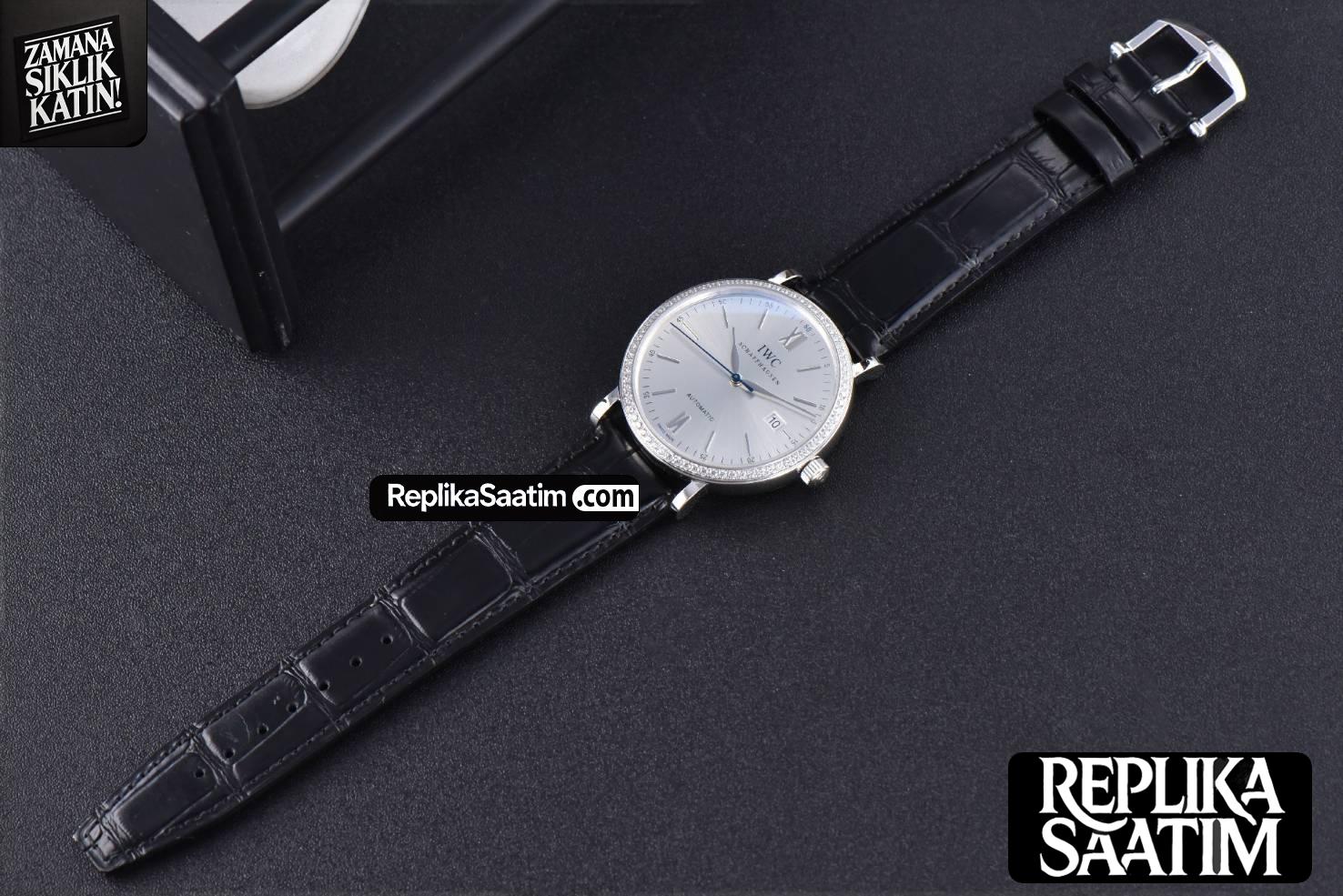Portofino ‘150 Years’ 40MM V7F Diamond Silver Dial Black Leather Strap A2892/SW200 -13