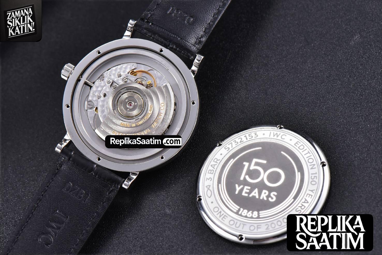 Portofino ‘150 Years’ 40MM V7F Diamond Silver Dial Black Leather Strap A2892/SW200 -18