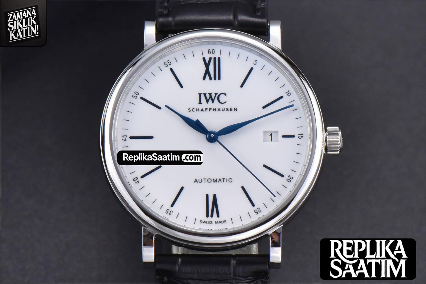 Portofino ‘150 Years’ 40MM V7F White Dial Blue Markers Black Leather Strap A2892/SW200 -03