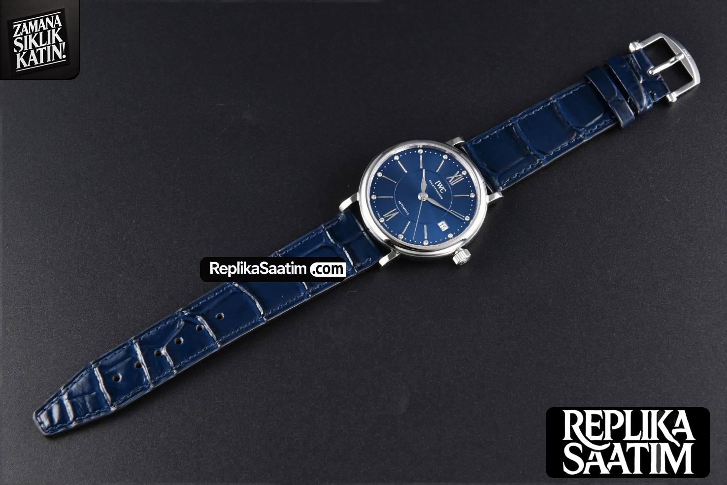 Portofino V7F 37MM Blue Dial Silver Marker Black Leather Strap A2892 -31