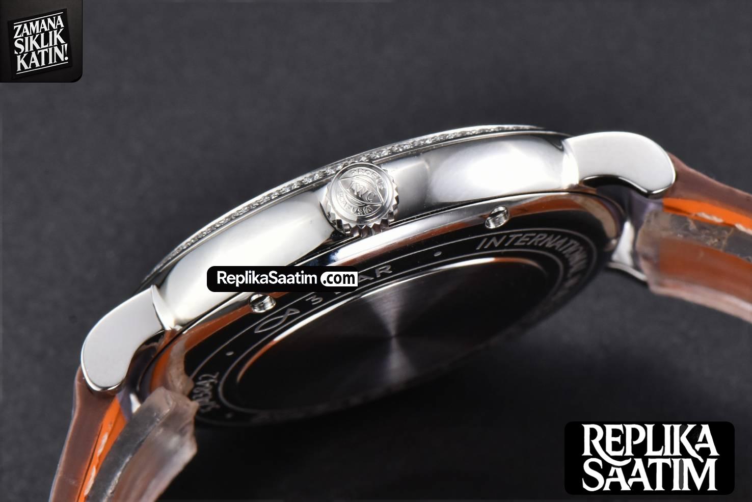 Portofino V7F 37MM Diamond Gray Dial Silver Marker Grape Leather Strap A2892 -13