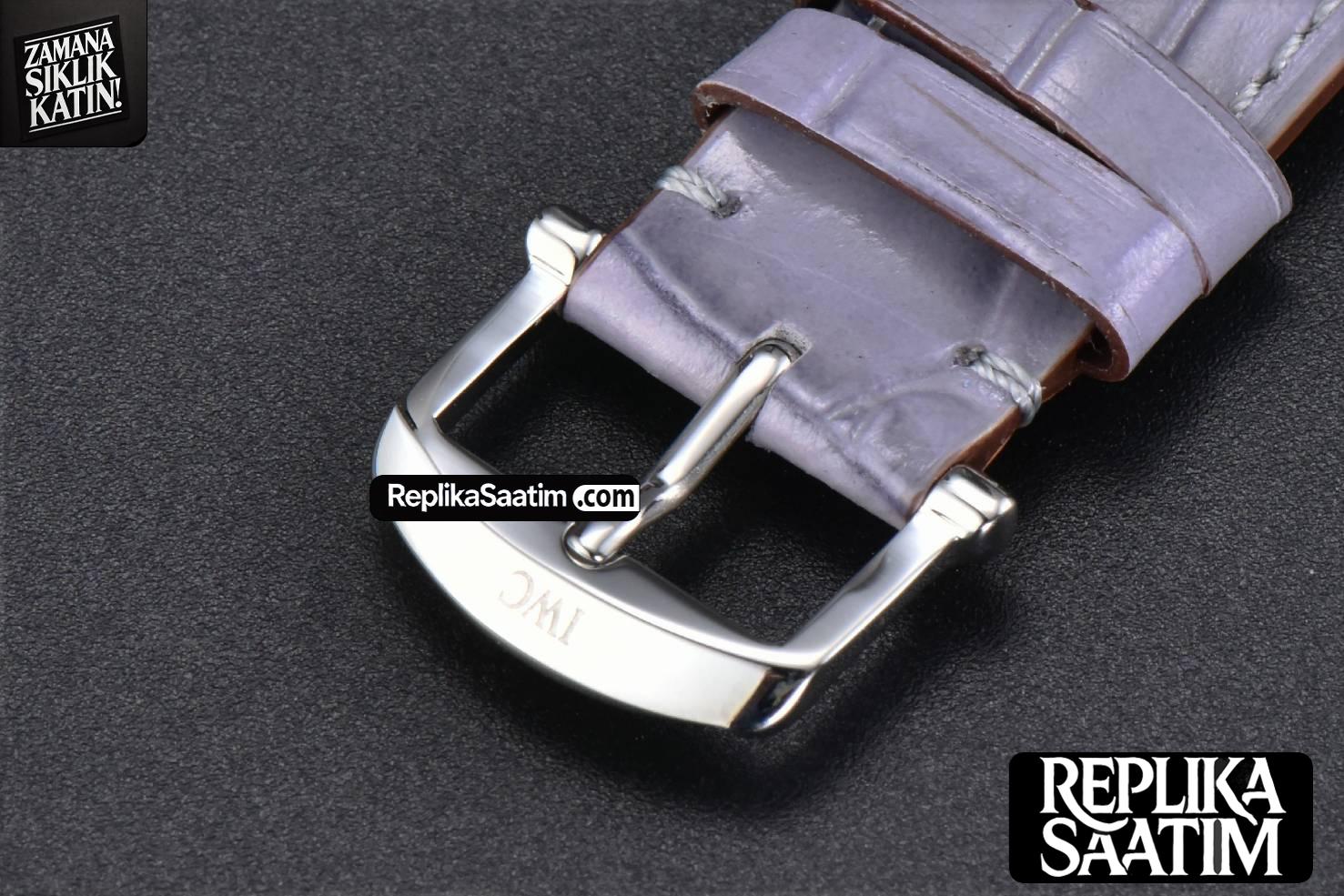Portofino V7F 37MM Diamond Gray Dial Silver Marker Grape Leather Strap A2892 -30